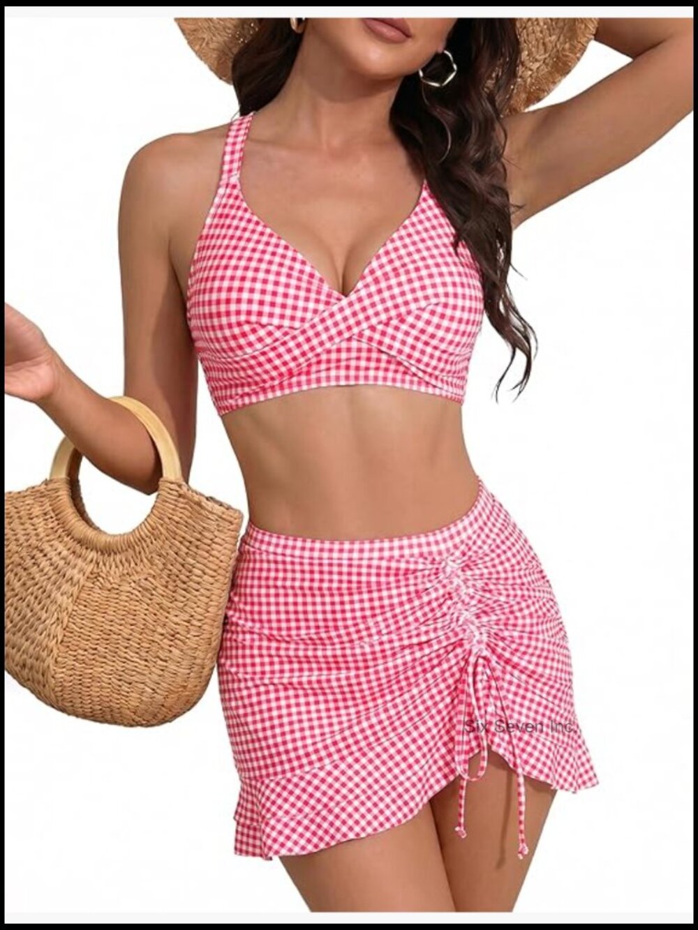 High Waisted Bikini Set with Swim Skirt and Adjustable Straps - Picture 1 of 5
